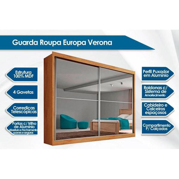 Imagem de Guarda Roupa Europa Verona Plus c/Espelho Amêndoa