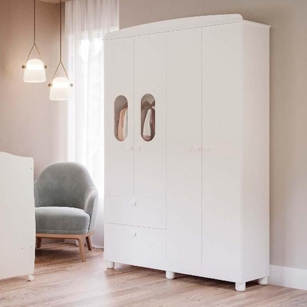 Imagem de Guarda Roupa Fofura com 4 Portas e 2 Gavetas Permóbili Branco