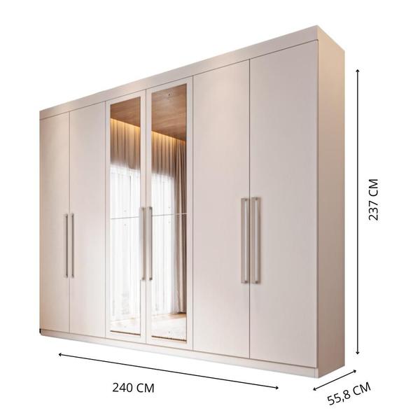 Imagem de Guarda Roupa Frontal 6 Portas Espelho MDF - MadeMarcs