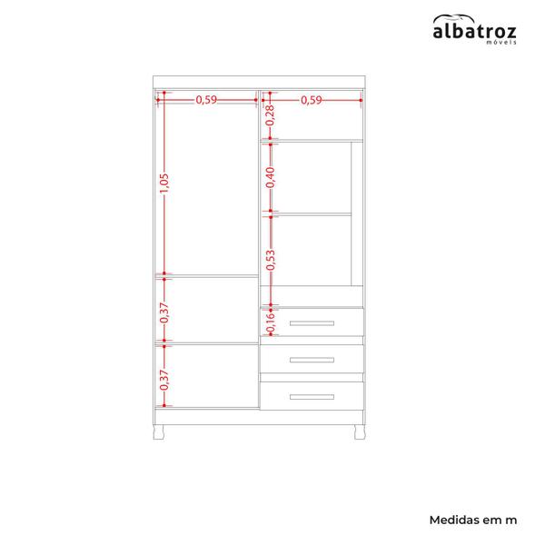 Imagem de Guarda Roupa Fusion Solteiro COM ESPELHO Móveis Albatroz