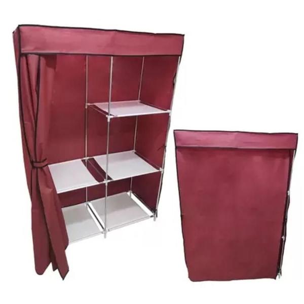 Imagem de Guarda roupa grande 105cm cabideiro arara organizador portatil sapateira dobravel multiuso praia