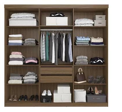 Guarda roupa herval ph 1707 - cor nogueira + off white - com