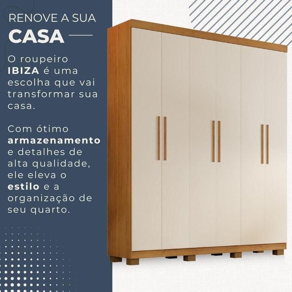 Imagem de Guarda Roupa Ibiza 6 Portas 4 Gavetas Em Mdp Benetil Móveis Cinamomo Com Off White