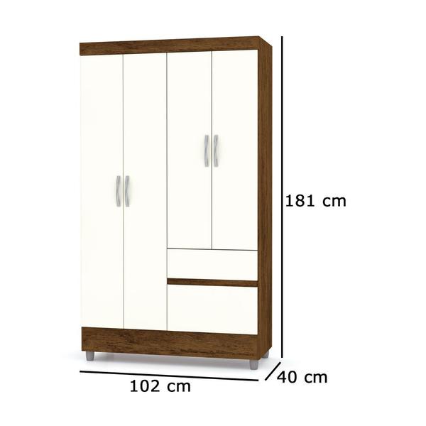 Imagem de Guarda Roupa Ideal 04 Portas e 02 Gavetas Imbuia Champanhe Vila Rica