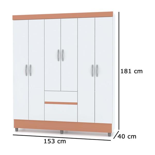 Imagem de Guarda Roupa Ideal 06 Portas e 02 Gavetas Branco Camarim Vila Rica