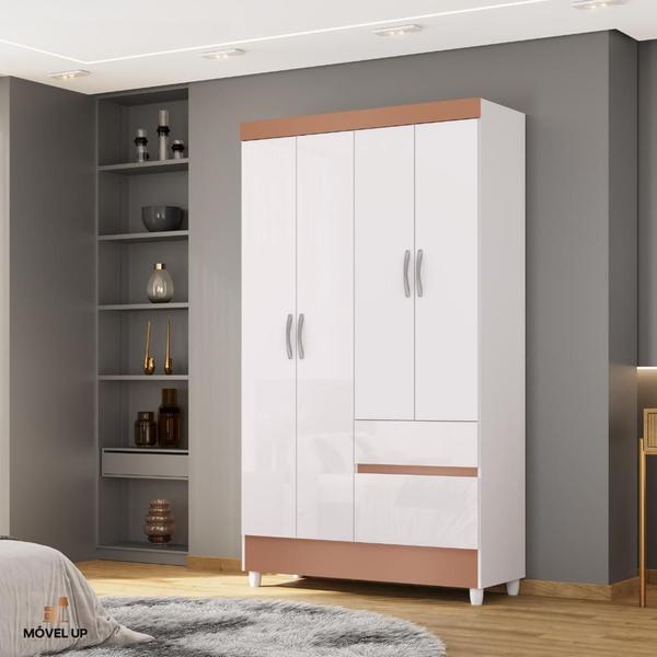 Imagem de Guarda-Roupa Ideal Plus 4 Portas Branco/Camarim - Vlr Móveis