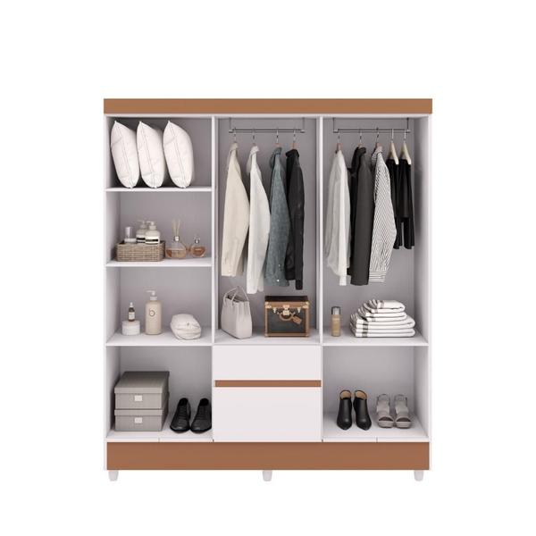 Imagem de Guarda Roupa Ideal Plus 6 Portas e 2 Gavetas - Branco / Camarim - Vila Rica