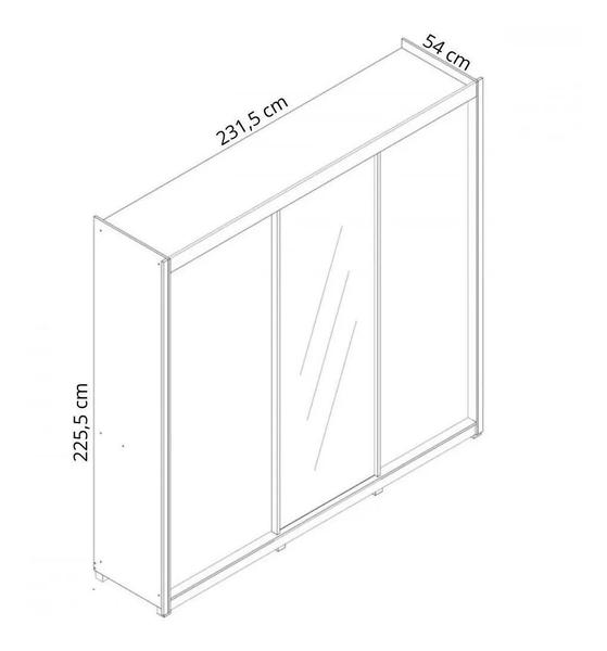 Imagem de Guarda-roupa imperial 3 portas com porta de espelho mdd/mdd-off gelius móveis