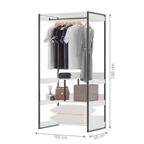 Imagem de Guarda Roupa Industrial com Cabideiro Nover Branco