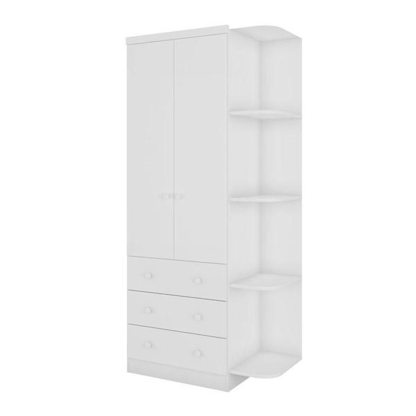 Imagem de Guarda Roupa Infantil 2 Portas 3 Gavetas e Prateleira Externa 100% MDF Smim Moveis Peroba Branco Brilho