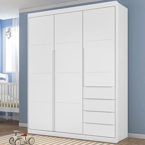 Imagem de Guarda Roupa Infantil 3 Portas 4 Gavetas Pérola Branco - Phoenix