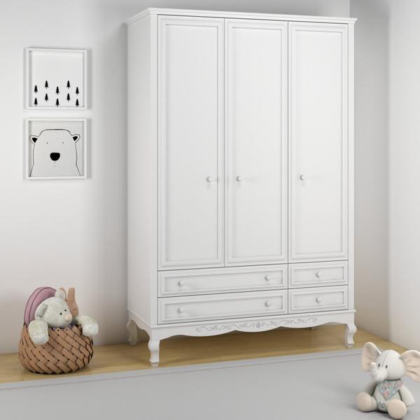 Imagem de Guarda Roupa Infantil 3 Portas 4 Gavetas Versailles Timber