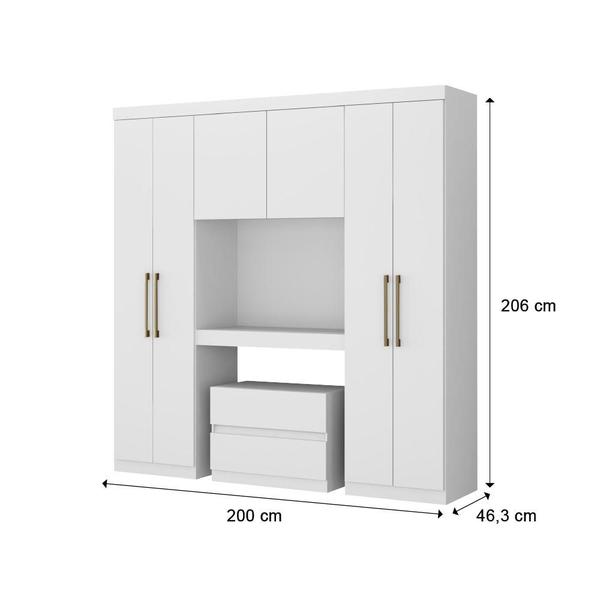 Imagem de Guarda Roupa Infantil 6 Portas 2 Gavetas Porto Branco com Painel de TV Carraro