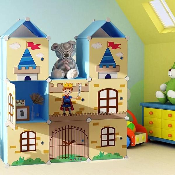 Imagem de Guarda roupa infantil castelo armario organizador menino decorativo brinquedos estante