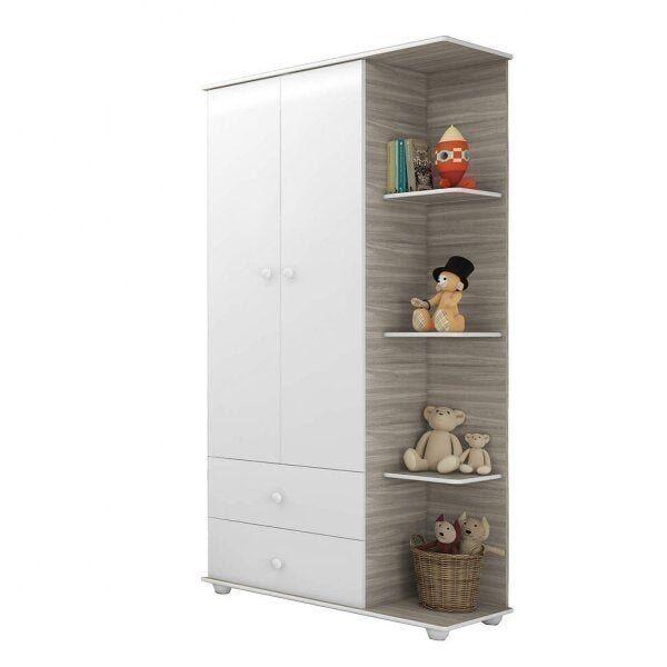 Imagem de Guarda-Roupa Infantil com Cantoneira 2 Portas 2 Gavetas Móveis Percasa