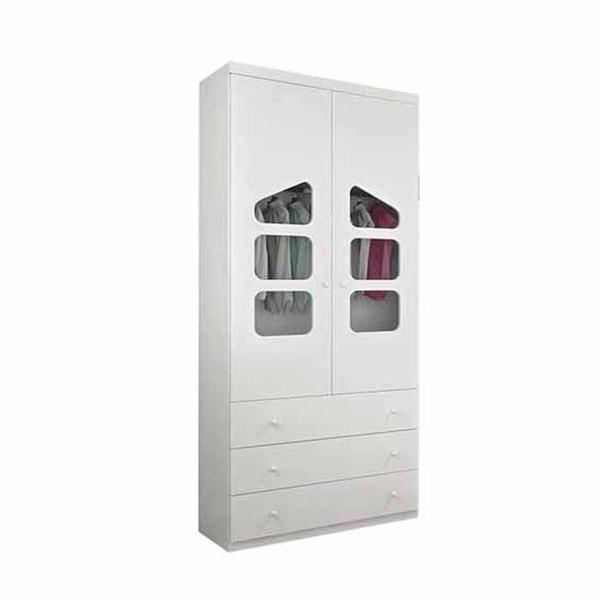 Imagem de Guarda Roupa Infantil Eloísa 02 Portas 03 gavetas em mdf Branco Phoenix Baby