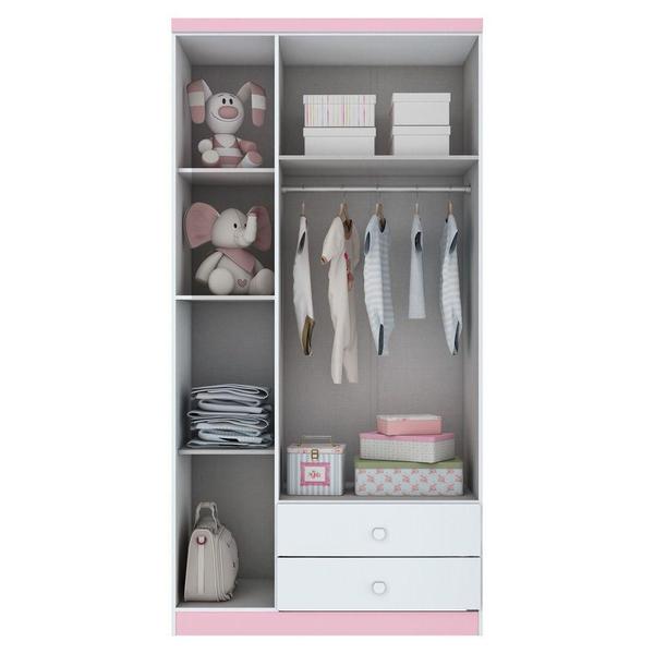 Imagem de Guarda Roupa Infantil Henn 3 Portas Bala de Menta Branco ou Branco/Rosa I110-66