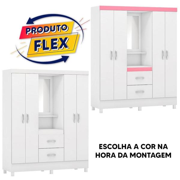 Imagem de Guarda Roupa Infantil Lord Branco Rosa Flex - Demóbile