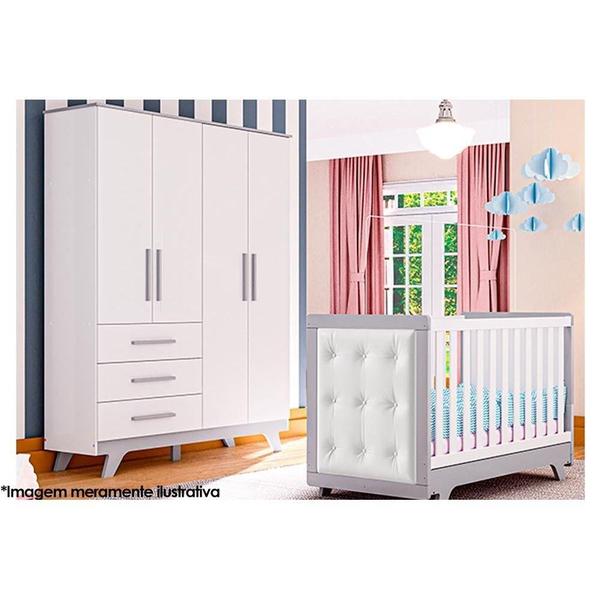 Imagem de Guarda Roupa Infantil Retrô c/ 4 Portas e 3 Gavetas Branco - Peroba