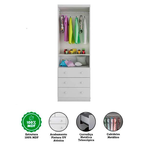 Imagem de Guarda-Roupa Infantil Smim 2 PT 3 GV Branco