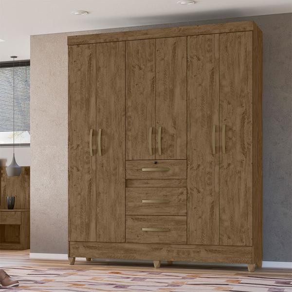 Imagem de Guarda Roupa Itatiba 165cm 6 Portas Castanho Wood Moval