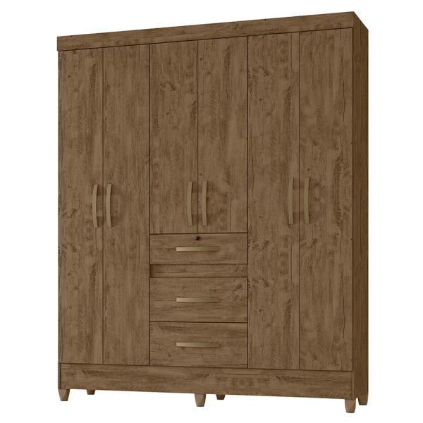 Imagem de Guarda Roupa Itatiba 165cm 6 Portas Castanho Wood Moval