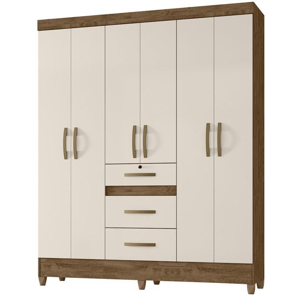 Imagem de Guarda Roupa Itatiba 165cm 6 Portas Castanho Wood Off White Moval