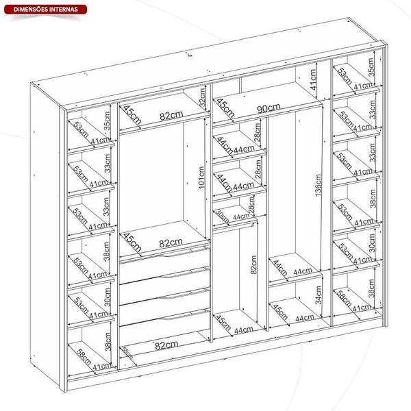 Imagem de Guarda Roupa Laredo 4 Portas Demobile Amendola/nude