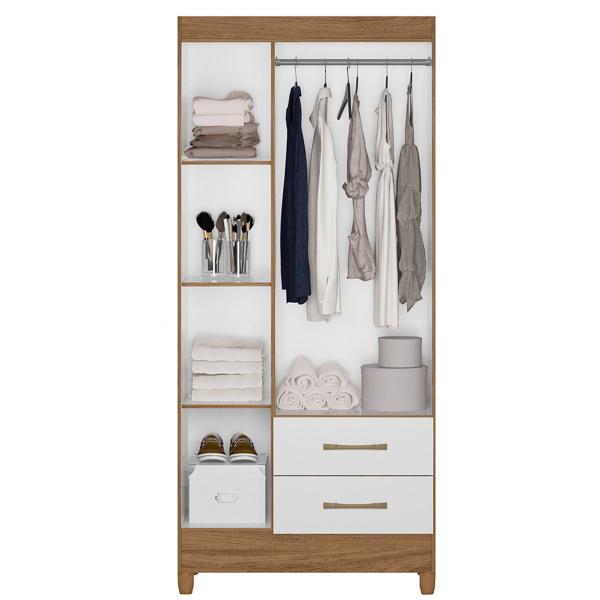 Imagem de Guarda Roupa Lima 103cm 4 Portas Naturale Branco Moval