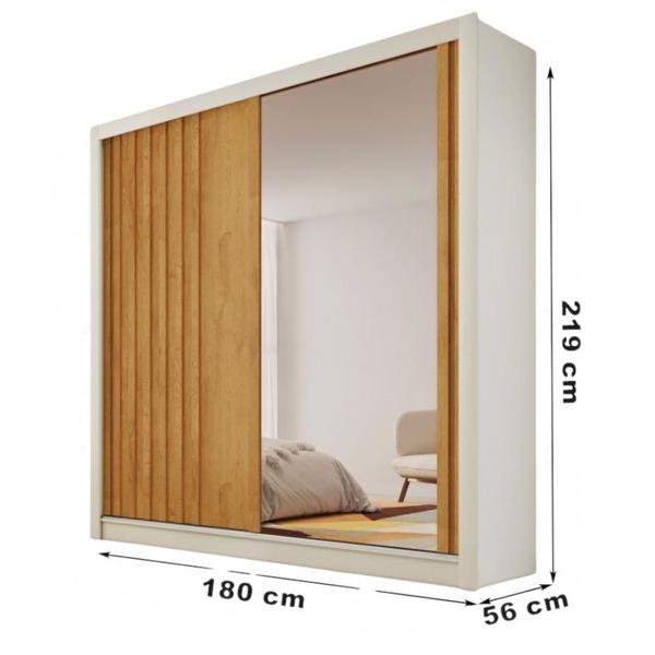 Imagem de Guarda Roupa Lugano 1 Porta Espelhada MDF - MadeMarcs