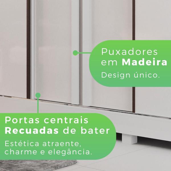 Imagem de Guarda Roupa MDF 4 Portas 6 Gavetas 8 Pés Branco