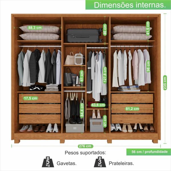 Imagem de Guarda Roupa MDF 6 Portas 6 Gavetas 8 Pés Cinamomo