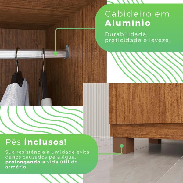 Imagem de Guarda Roupa MDF 6 Portas 6 Gavetas 8 Pés Cinamomo