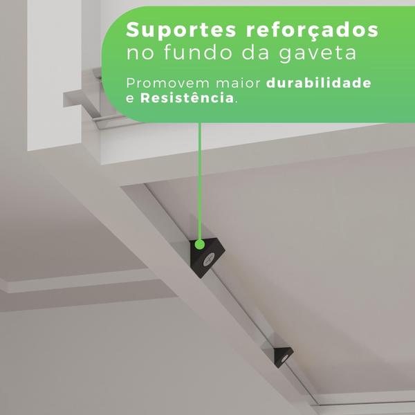 Imagem de Guarda Roupa MDP 3 Portas 3 Gavetas 8 Pés Com Espelho Branco