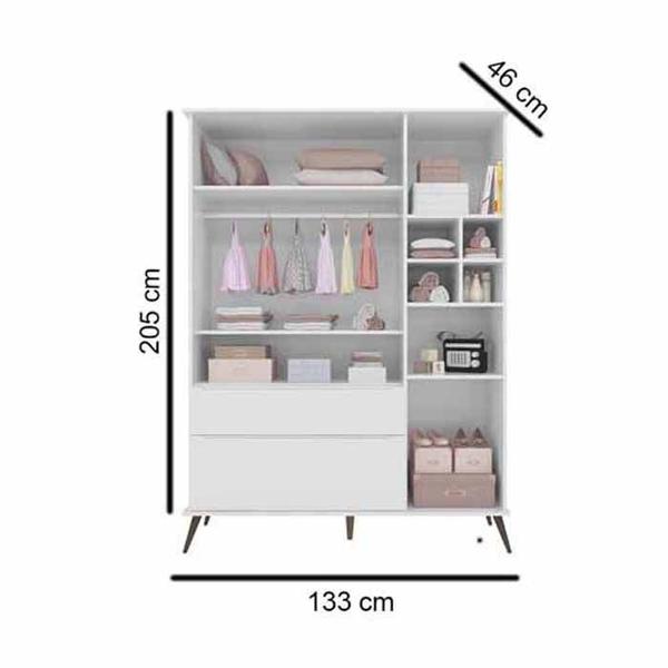 Imagem de Guarda Roupa Melinda 100% MDF 3 Portas e 2 Gavetas Branco