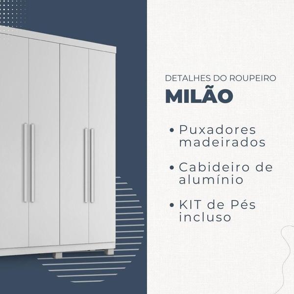 Imagem de Guarda Roupa Milão 6 Portas 3 Gavetas Em Mdp Benetil Móveis Branco