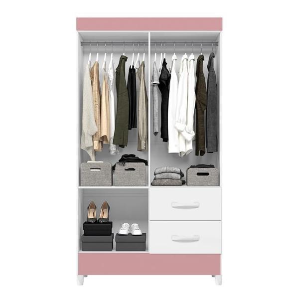 Imagem de Guarda Roupa Mobi 4 Portas Biflex ( Branco Fosco Liso / Rosa Matte) - Albatroz