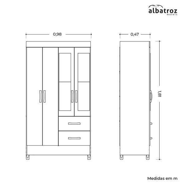 Imagem de Guarda Roupa Mobi 4 Portas com Espelho Cacau - Albatroz