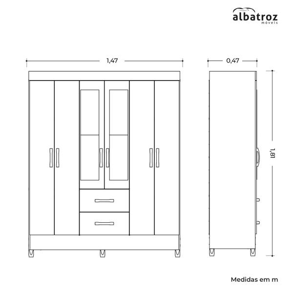 Imagem de Guarda Roupa Mobi 6 Portas COM ESPELHO Móveis Albatroz