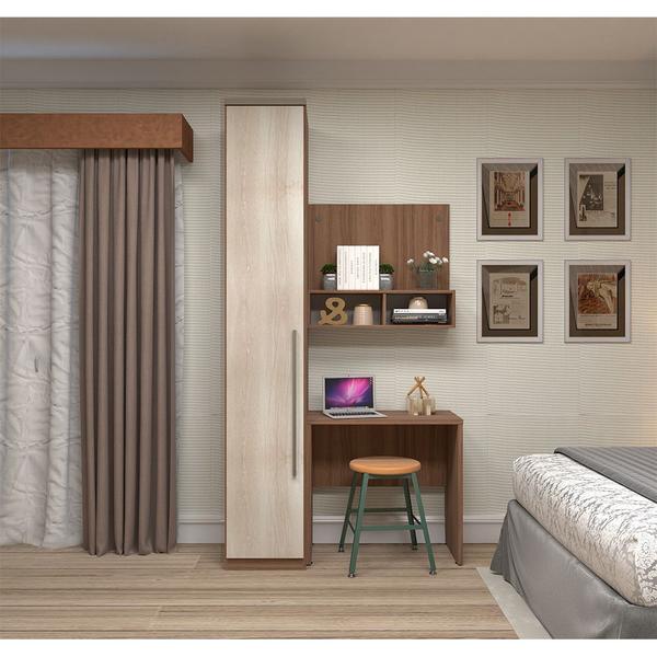 Imagem de Guarda Roupa Modulado 1 Porta 40cm com Escrivaninha Connect Vanilla com Legno Crema Luciane Móveis