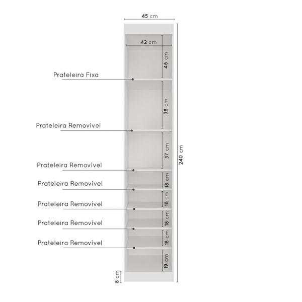 Imagem de Guarda Roupa Modulado 1 Porta Americana Direita com 6 Prateleiras Hera Cabecasa Madeiramadeira