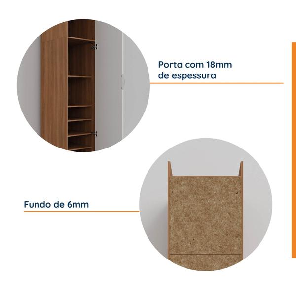 Imagem de Guarda Roupa Modulado 1 Porta com Espelho 6 Prateleiras Hera CabeCasa MadeiraMadeira