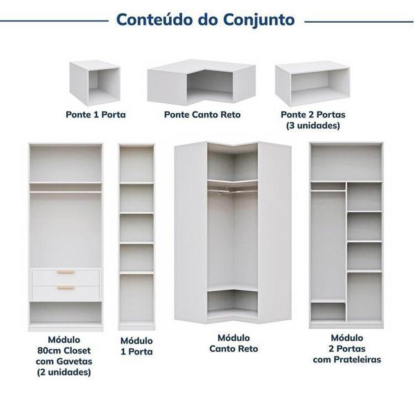 Imagem de Guarda-roupa Modulado 10 Peças 14 Portas Jade Cabecasa Madeiramadeira