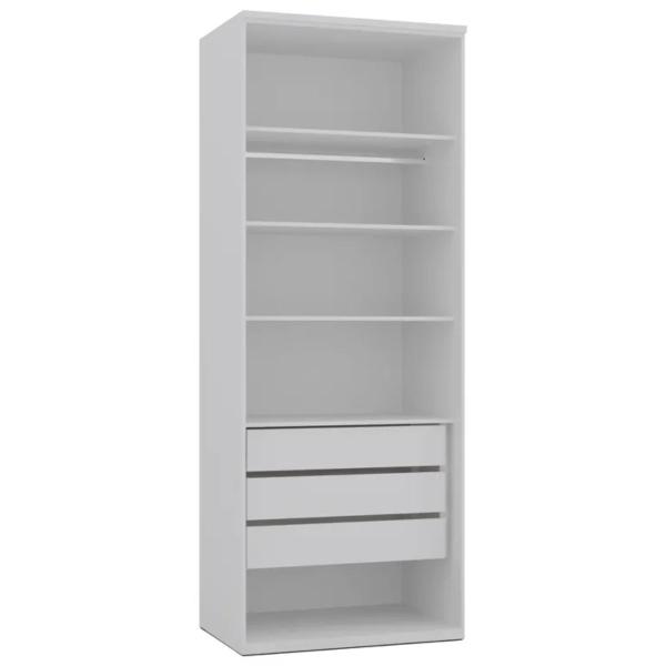 Imagem de Guarda Roupa Modulado 100% MDF 2 Portas 3 Gavetas e 4 Prateleiras 89cm Branco - Evolution - Robel Móveis