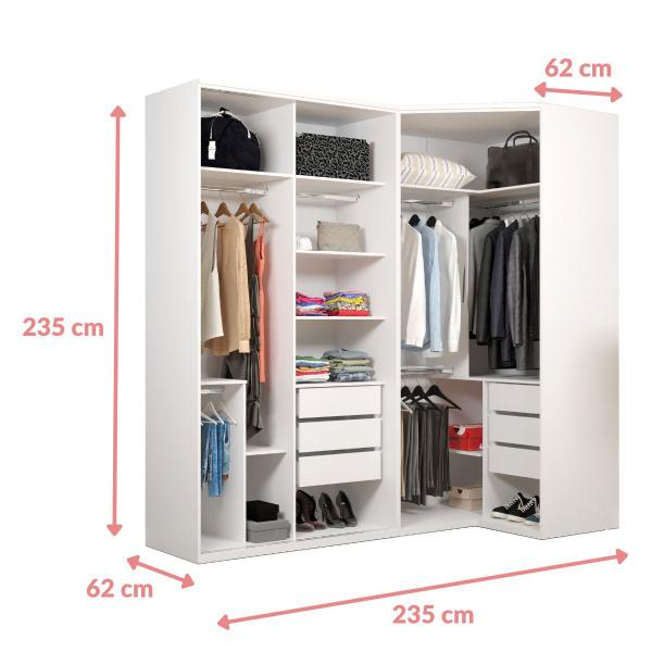 Imagem de Guarda Roupa Modulado 100% MDF de 1,20m Com Canto Closet Branco - Evolution - Robel Móveis