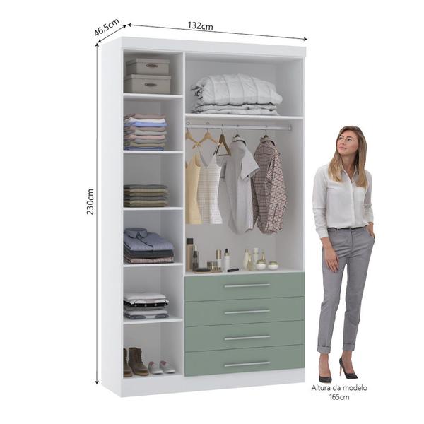 Imagem de Guarda Roupa Modulado 132cm 3 Portas e 4 Gavetas Alpes Luciane Móveis