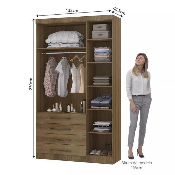 Imagem de Guarda Roupa Modulado 132cm 3 Portas e 4 Gavetas Paris Luciane Móveis