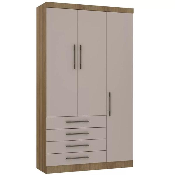 Imagem de Guarda Roupa Modulado 132cm 3 Portas e 4 Gavetas Paris Luciane Móveis