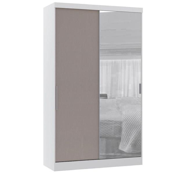 Imagem de Guarda Roupa Modulado 134,50cm 2 Portas De Correr Com Espelho Alpes Branco Pf Com Cinammon Pf