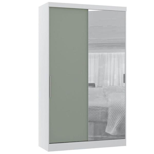 Imagem de Guarda Roupa Modulado 134,50cm 2 Portas De Correr Com Espelho Alpes Branco Pf Com Verde Pf